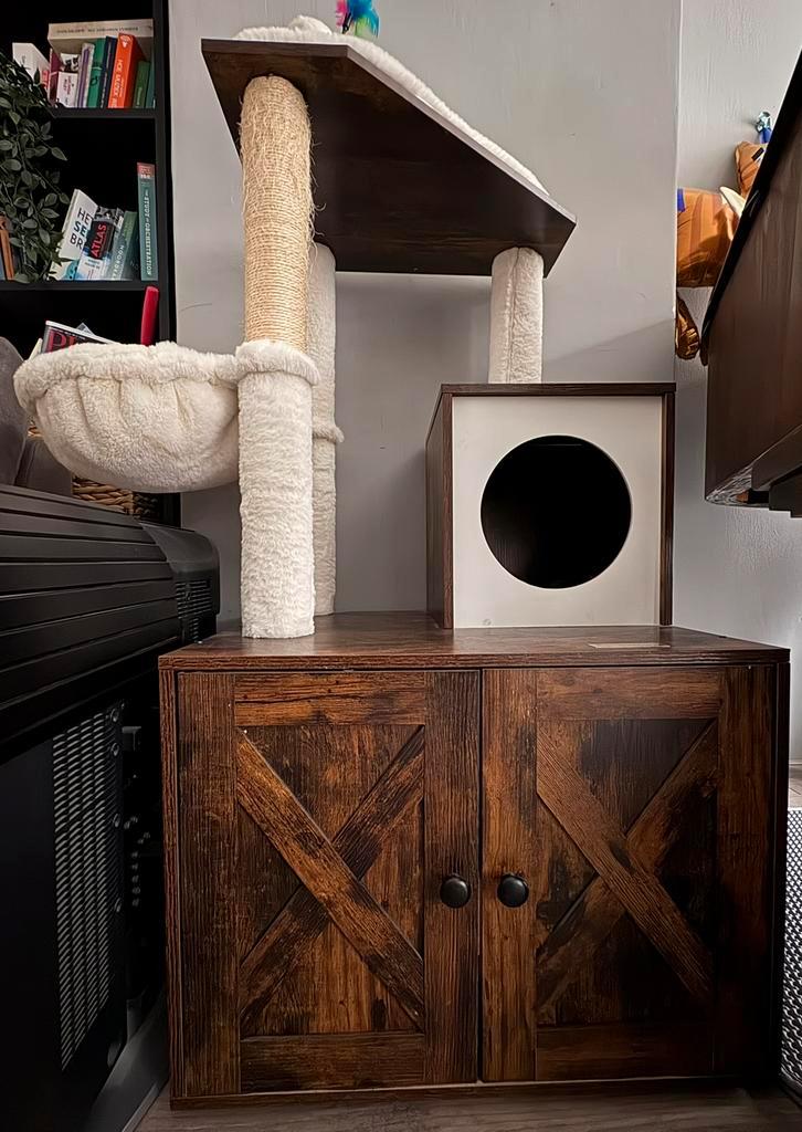 Kattenbak meubel XXL ombouw met krabpaal, Dieren en Toebehoren, Kattenbakken, Gebruikt, Ophalen