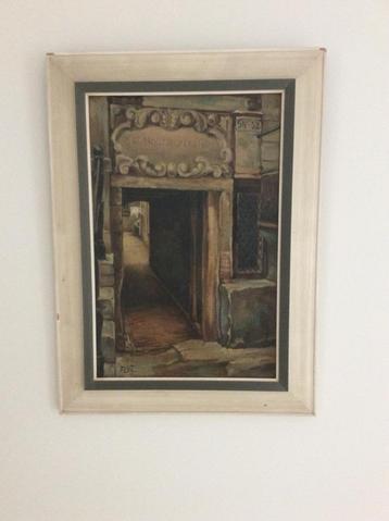 Schilderij ‘Het Houtkopershoff 56-52’ A’dam ( Nwe Looierstr) beschikbaar voor biedingen