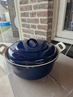 Gietijzeren Braadpan Blauw, Huis en Inrichting, Keuken | Potten en Pannen, Gebruikt, Gietijzer, Ophalen of Verzenden, Keramische plaat
