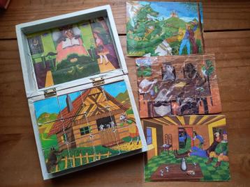 Ouderwetse Blokpuzzel in Doos beschikbaar voor biedingen