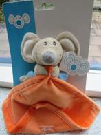 2 x Muis Mike the Mouse met oranje velours doekje merk Tiamo, Kinderen en Baby's, Speelgoed | Knuffels en Pluche, Nieuw, Ophalen of Verzenden