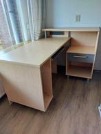Bureau Houttint met Opbergruimte & Uitschuifbaar Blad, Huis en Inrichting, Bureaus, Ophalen, Gebruikt, Bureau