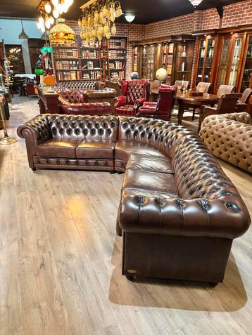 Chesterfield Hoekbank Leer - 6 persoons beschikbaar voor biedingen