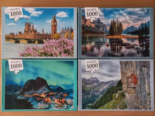 VOORDEEL PUZZELPAKKET 4x1000, Landschappen, ZGAN samen €15,-, Hobby en Vrije tijd, Denksport en Puzzels, Zo goed als nieuw, Ophalen of Verzenden
