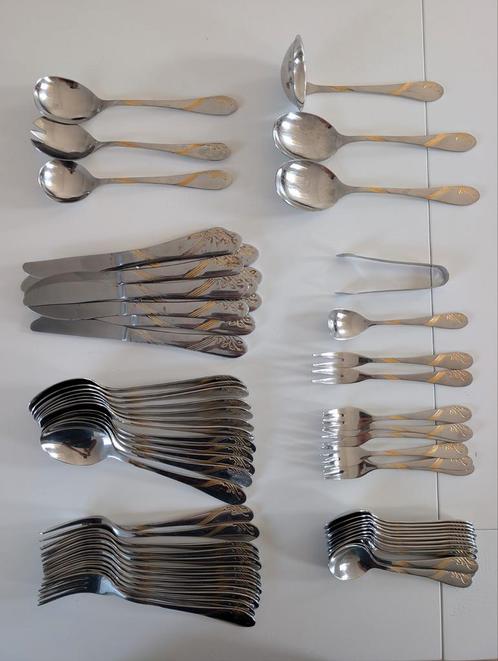 12 persoons Bestekset met Gouden Details (Berghof 18/10), Huis en Inrichting, Keuken | Bestek, Gebruikt, Bestekset, Rvs of Chroom