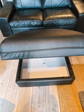 ikea kivik bank echt leer +vallentuna poef met opbergruimte - afbeelding 3