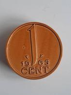 Spaarpot in de vorm van 1 cent-muntstuk. Vintage, Verzamelen, Spaarpotten, Ophalen of Verzenden, Gebruikt, Steen, Aardewerk of Keramiek