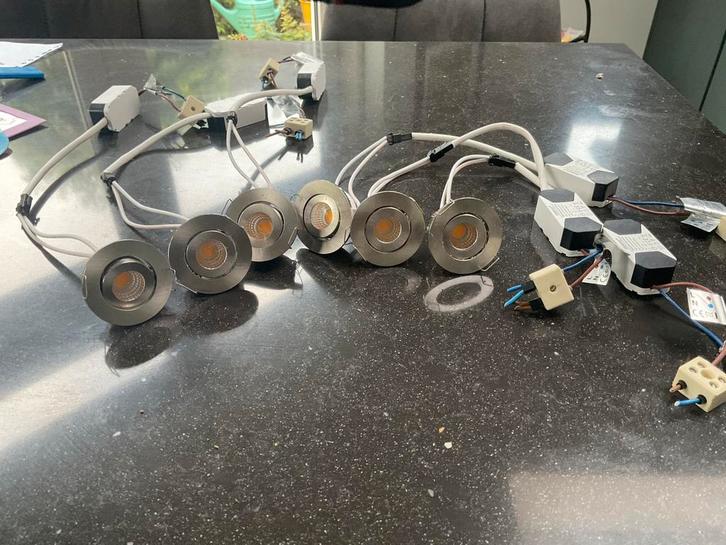 6x LED Inbouwspots Dimbaar Kantelbaar 40mm, Huis en Inrichting, Lampen | Losse lampen, Nieuw, Led-lamp, Minder dan 30 watt, Bipin of Steekvoet