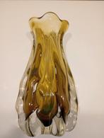 Vintage Amberkleurige Murano Glazen Vaas, Ophalen of Verzenden