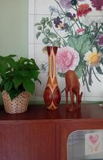 Houten vaas met mooi vintage midcentury design, Ophalen of Verzenden
