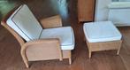 Jan des Bouvrie Lloyd Loom Fauteuil en hocker /salontafeltje, Huis en Inrichting, Ophalen, Zo goed als nieuw, 50 tot 75 cm, Riet of Rotan