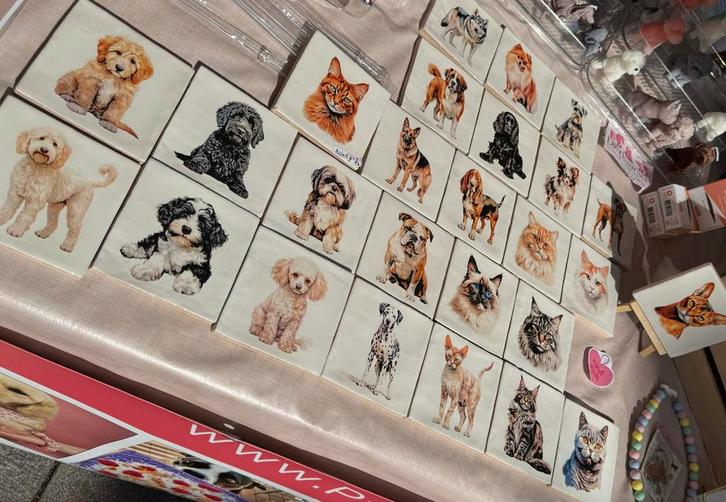 Tegeltjes met Honden en Katten, Huis en Inrichting, Woonaccessoires | Lijsten, Nieuw, Minder dan 50 cm, Minder dan 50 cm, Overige materialen