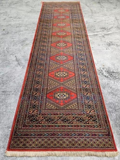 Vintage Perzisch wol vloerkleed loper Tekke 81x278cm, Huis en Inrichting, Stoffering | Tapijten en Kleden, Gebruikt, 50 tot 100 cm