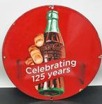 Origineel emaille reclame bord Coca Cola Celebrating 125 Yea, Reclamebord, Ophalen of Verzenden, Zo goed als nieuw