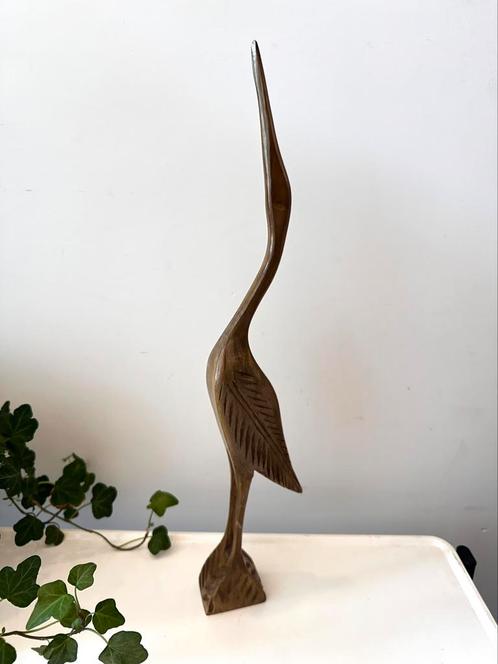 Mid Century houten vintage kraanvogel, Verzamelen, Retro, Ophalen of Verzenden