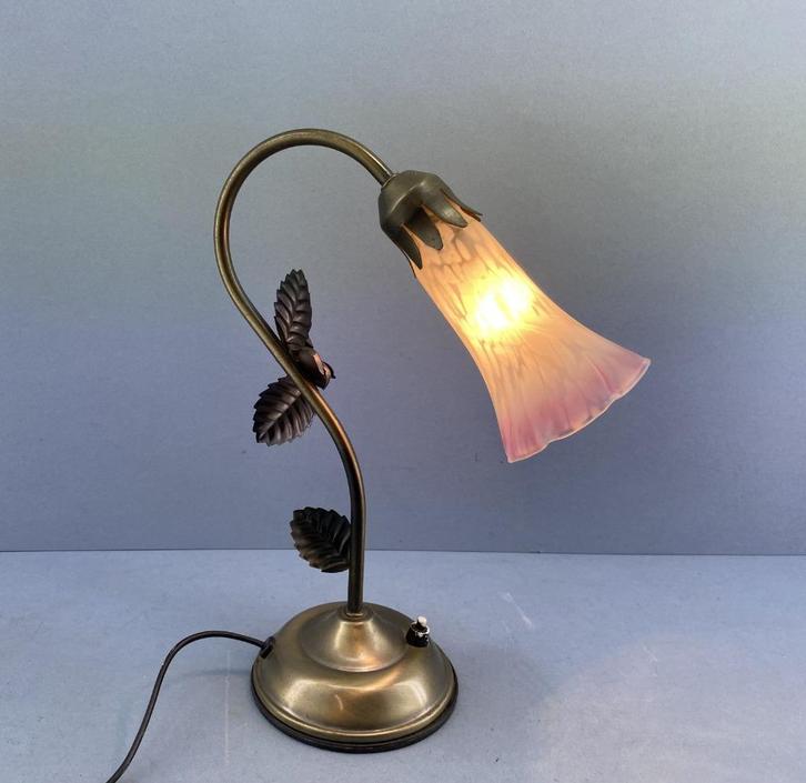 Kelk kleklamp tafellamp, bureaulamp, bloemen lamp,, Huis en Inrichting, Lampen | Tafellampen, Gebruikt, Minder dan 50 cm, Glas