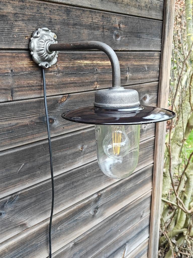 Origenele kleine Franse stallamp - hoevelamp - koerlamp, Ophalen of Verzenden, Nieuw, Glas, Vintage - landelijke stijl - Franse lamp