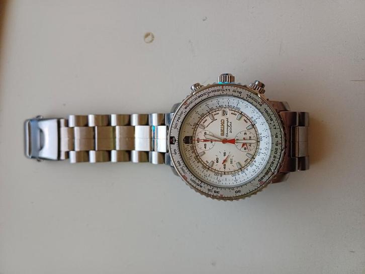 Seiko Flightmaster SNA719, Sieraden, Tassen en Uiterlijk, Horloges | Heren, Gebruikt, Polshorloge, Seiko, Staal, Staal, Ophalen of Verzenden