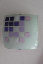 Paars/lila glazen plafondlamp 30 x 30 x 9,9 cm, Huis en Inrichting, Lampen | Plafondlampen, Ophalen, Gebruikt, Glas