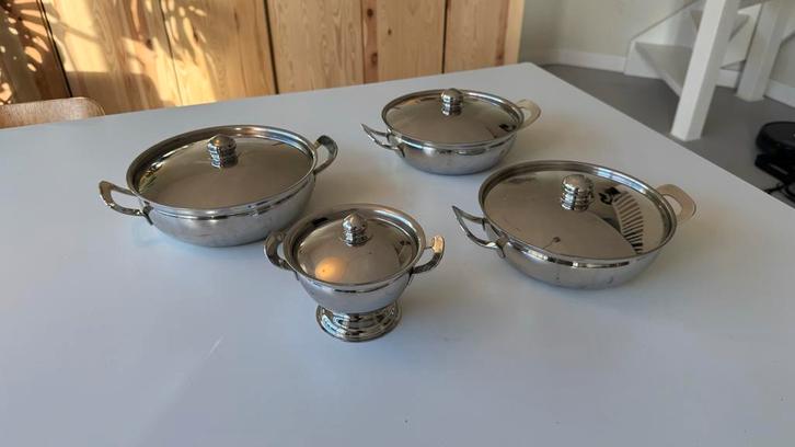 Gero Zilmeta pannenset, Huis en Inrichting, Keuken | Potten en Pannen, Gebruikt, Pannenset, Rvs, Ophalen of Verzenden