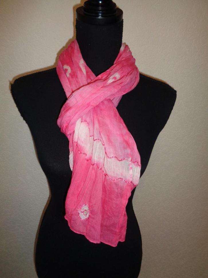 185 x50 cm-100% katoen, Kleding | Dames, Mutsen, Sjaals en Handschoenen, Zo goed als nieuw, Sjaal, Ophalen of Verzenden