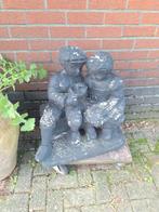 Betonnen beeld: Man en Vrouw op Bankje, Tuin en Terras, Ophalen, Gebruikt, Beton, Mensenbeeld