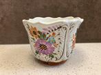 Vintage bloempot met bloempatroon - Italy 01534 / 13, Tuin en Terras, Bloempotten, Gebruikt, Rond, Binnen, Ophalen of Verzenden