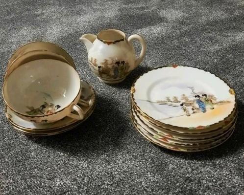 Antiek Japans theeservies Meiji Kutani eierschaal  porselein, Antiek en Kunst, Antiek | Servies compleet, Ophalen of Verzenden