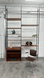 Vintage Teakfineer Wandmeubel/Boekenkast 320 cm 191, Huis en Inrichting, Kasten | Boekenkasten, Gebruikt, 200 cm of meer, Met lade(s)