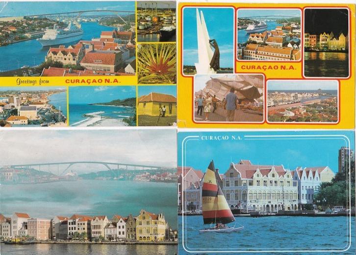4x kleurenkaart Curaçao -gebruikt-, Verzamelen, Ansichtkaarten | Buitenland, Gelopen, Buiten Europa, 1980 tot heden, Verzenden