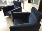 Vintage Leolux Goncharov fauteuils, blauwe stof, Huis en Inrichting, Fauteuils, Leolux, 75 tot 100 cm, Minder dan 75 cm, Gebruikt