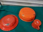 emaille schalen, rond rood, Ophalen of Verzenden, 'T Olde Gre-j, Info@toldegrej.nl, Endepoelstraat 20f Didam