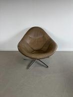 Label Hidde Fauteuil Bruin Leer - Chroom, Huis en Inrichting, Fauteuils, Niet ingevuld, Gebruikt, 75 tot 100 cm, Ophalen of Verzenden