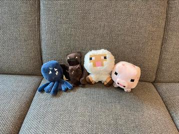 4 minecraft knuffels plush octopus vleermuis schaap & varken beschikbaar voor biedingen