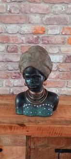 NIEUW:grote 41cm buste beeld van een afrikaanse vrouw, Nieuw, Ophalen of Verzenden, Mens