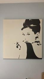 Audrey Hepburn Canvas 90x90 cm, Ophalen, Gebruikt, Print, 75 tot 100 cm