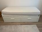 Ikea brimnes bed 80x200 / 160x200 uitschuifbaar, Ophalen, Wit, Een/Tweepersonsbed, Tweepersoons