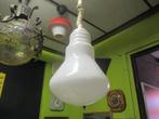 jaren 70 design bulb hanglamp wit glas retro vintage, Minder dan 50 cm, Glas, Ophalen of Verzenden