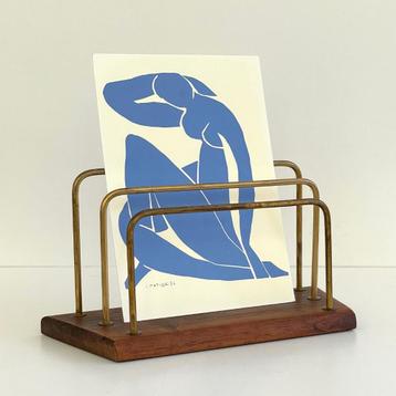 teak vintage MidCentury BRIEVENSTANDAARD Deens messing retro beschikbaar voor biedingen