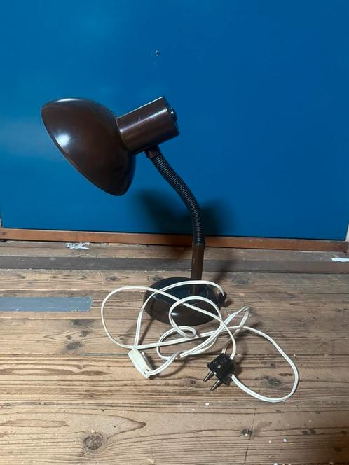 Vintage lamp lampje bureaulamp massive metaal bruin, Huis en Inrichting, Lampen | Tafellampen, Gebruikt, Minder dan 50 cm, Metaal