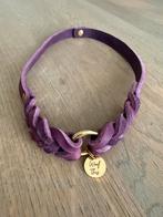 Woof this ID collar halsband vetleer hond aubergine goud, Ophalen of Verzenden, Handgemaakt, Nieuw