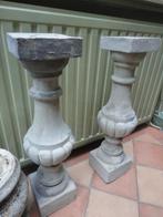 2 antieke FRANSE STENEN BALUSTERS trap, hoogte 60 cm, Ophalen