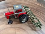 Britains Massey Ferguson 595 met cultivator, 1:32, Gebruikt, Tractor of Landbouw, Britains, Ophalen of Verzenden