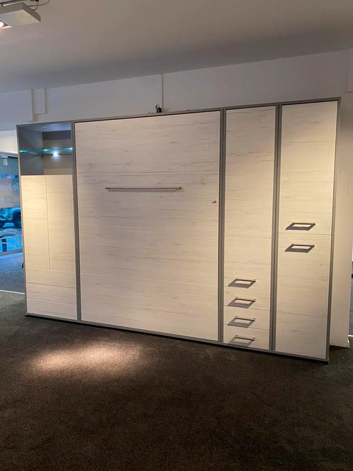 OPKLAPBED + KAST - 140x200 - SONOMA EIKEN/ANTRACIET, Huis en Inrichting, Slaapkamer | Bedden, Zo goed als nieuw, Tweepersoons