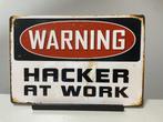 Warning Hacker at Work metalen wandbord, Huis en Inrichting, Www.pand50.nl, Nieuw, Ophalen of Verzenden, Info@pand50.nl