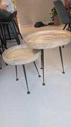 Houten Bijzettafels - Set van 2, Huis en Inrichting, Tafels | Bijzettafels, Ophalen, Minder dan 55 cm, 45 tot 60 cm