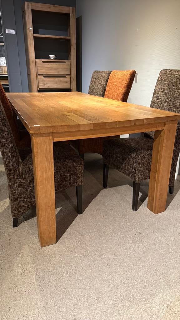 Massief eiken eettafel, Huis en Inrichting, Tafels | Eettafels, Gebruikt, 50 tot 100 cm, 200 cm of meer, Rechthoekig, Eikenhout
