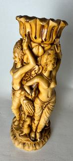 Balinees beeld in ivoorlook – 2 figuren met mythisch dier, Ophalen of Verzenden