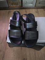 Zwarte lederen sandalen , Nelson. Maat 38, Ophalen of Verzenden, Zo goed als nieuw, Zwart, Sandalen of Muiltjes