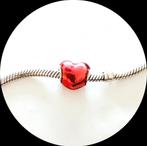 Pandora Hart rood emaille 799291C02, Ophalen of Verzenden, Zo goed als nieuw, Zilver, Pandora